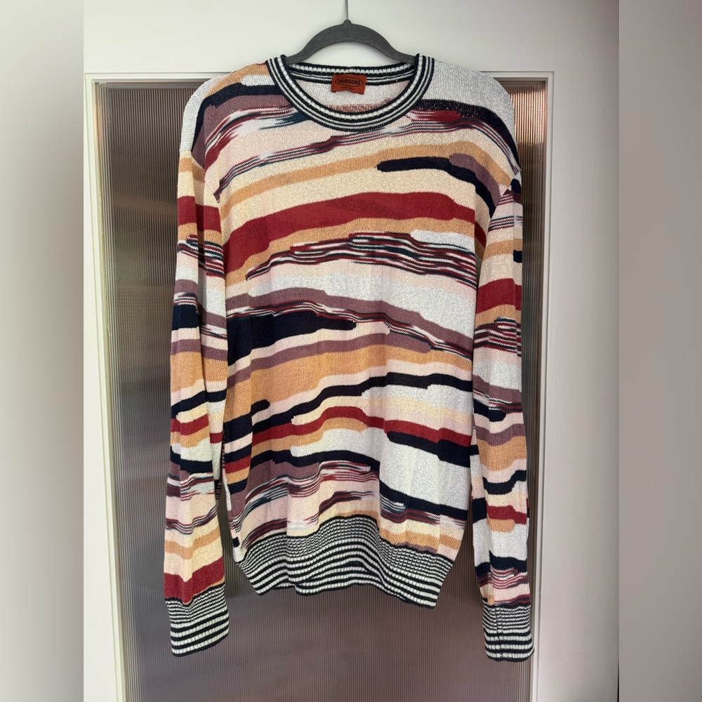 Missoni Navy and White Striped Knit Vintage Sweater